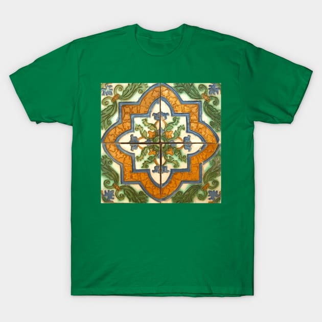 16th Century Spanish Floral Tile Pattern T-Shirt by bragova